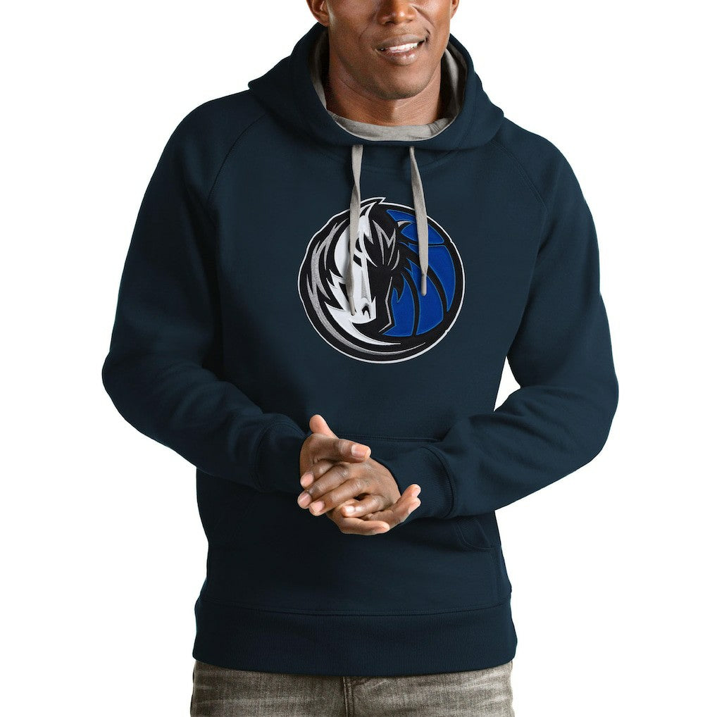 Dallas Mavericks Antigua Logo Victory Pullover Hoodie Navy