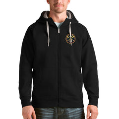 Denver Nuggets Antigua Logo Victory Full-Zip Hoodie Black