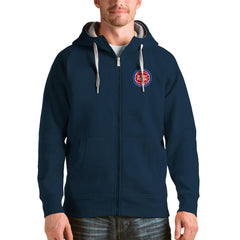 Detroit Pistons Antigua Logo Victory Full-Zip Hoodie Navy
