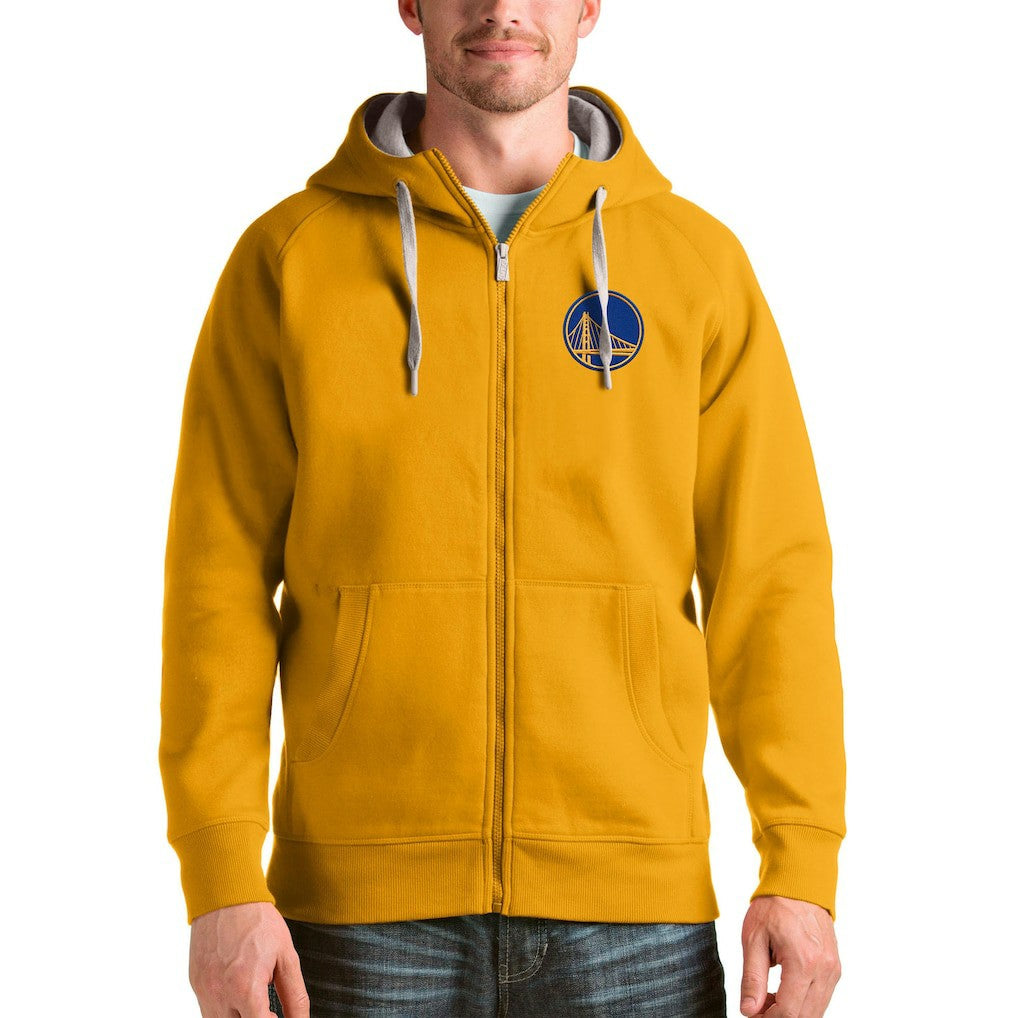 Golden State Warriors Antigua Logo Victory Full-Zip Hoodie Gold