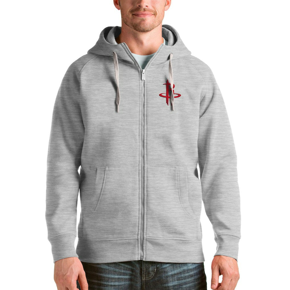 Houston Rockets Antigua Logo Victory Full-Zip Hoodie Heathered Gray