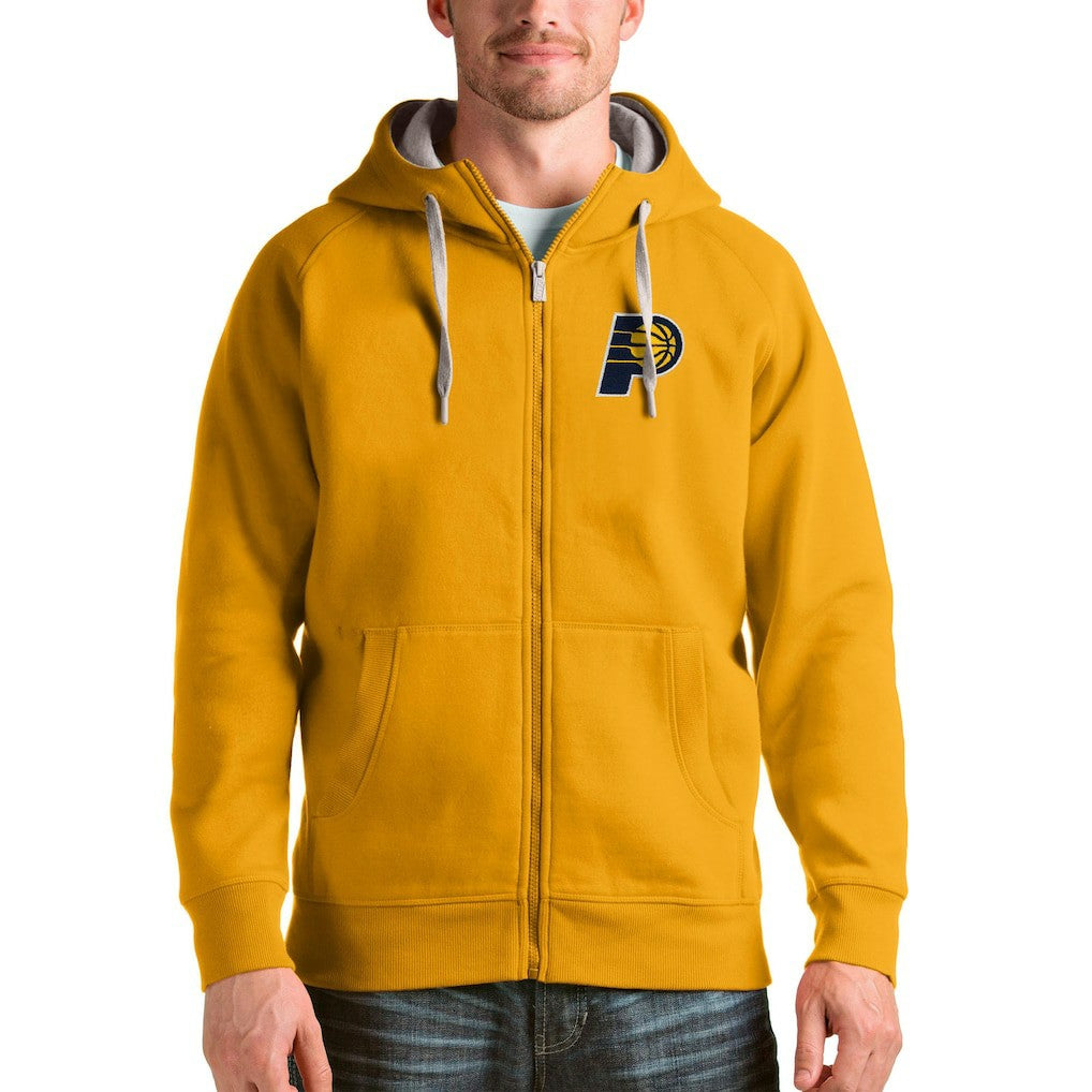 Indiana Pacers Antigua Logo Victory Full-Zip Hoodie Gold
