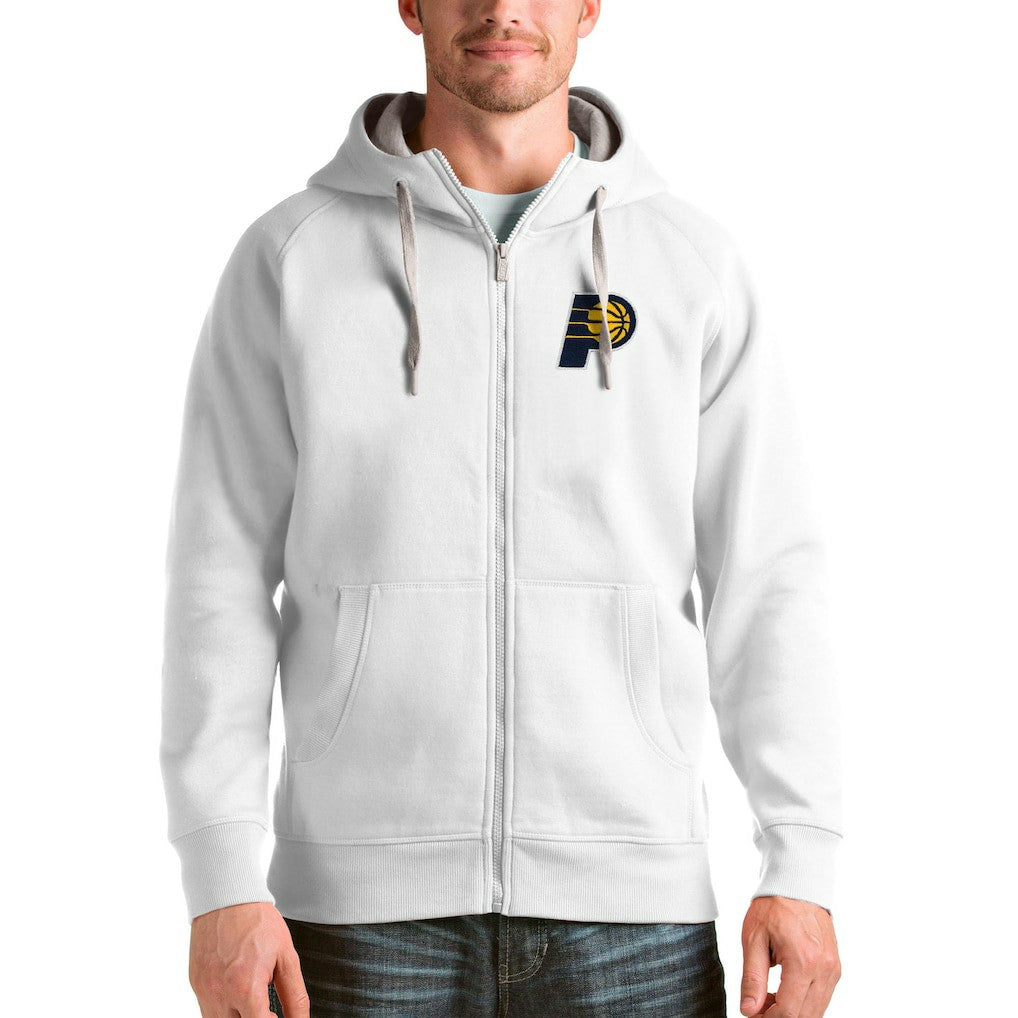 Indiana Pacers Antigua Logo Victory Full-Zip Hoodie White