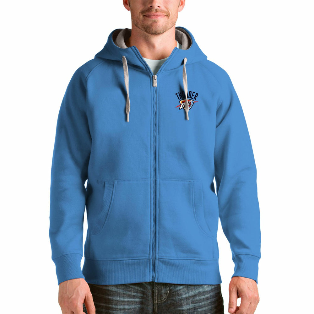 Oklahoma City Thunder Antigua Logo Victory Full-Zip Hoodie Light Blue