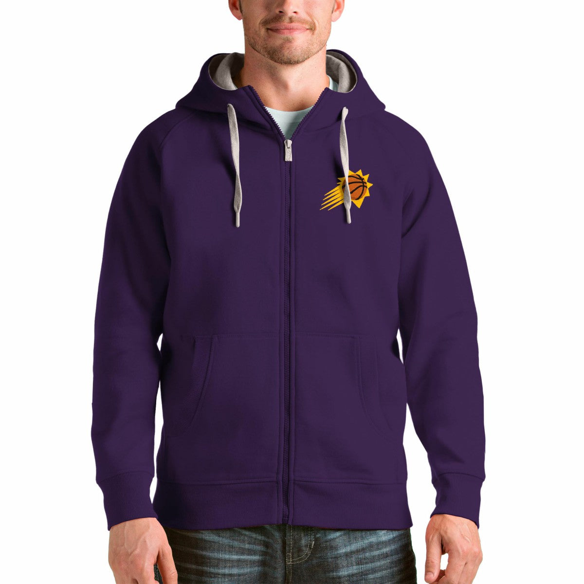 Phoenix Suns Antigua Logo Victory Full-Zip Hoodie Purple