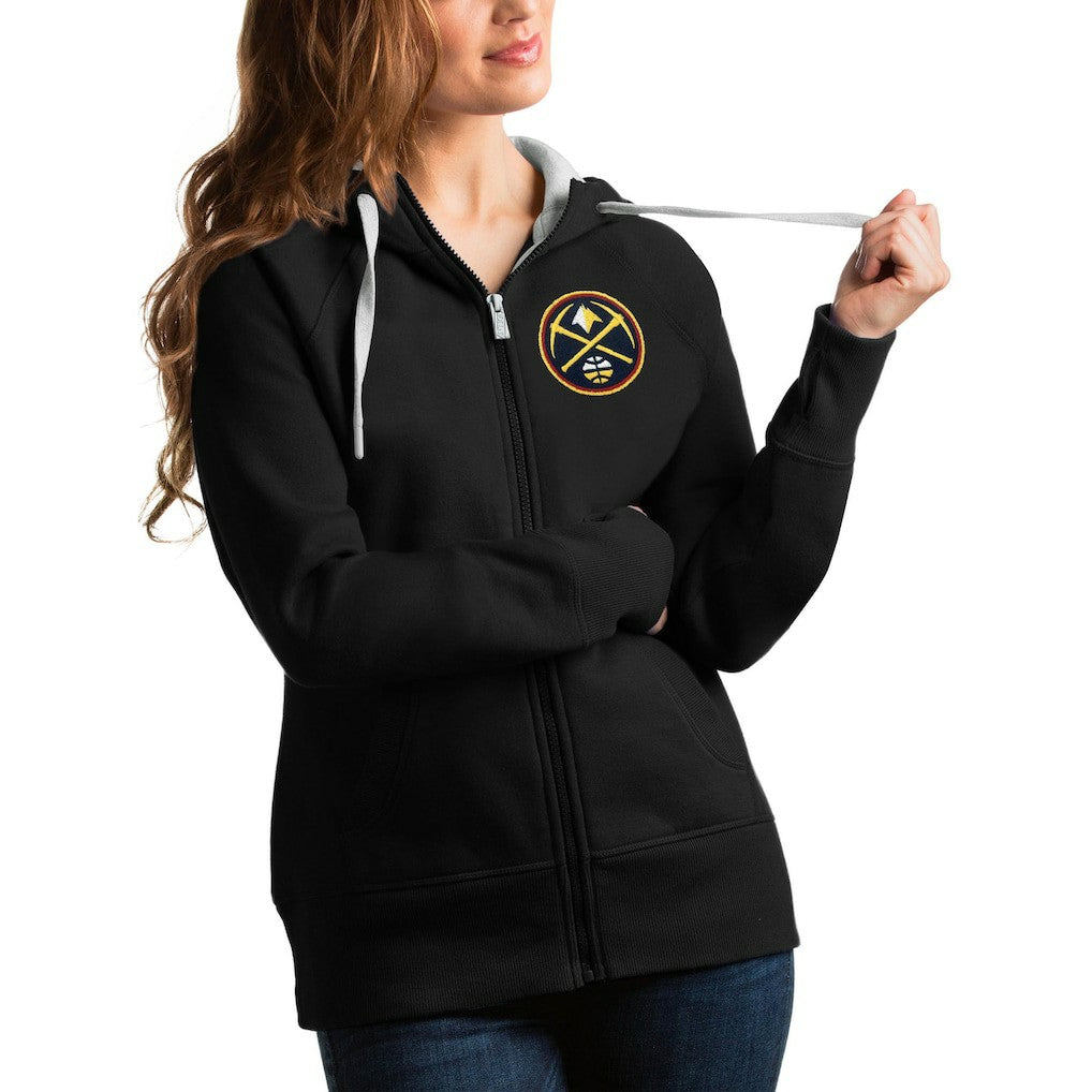 Denver Nuggets Antigua Women's Victory Full-Zip Hoodie Black
