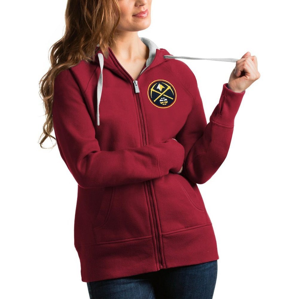 Denver Nuggets Antigua Women's Victory Full-Zip Hoodie Red