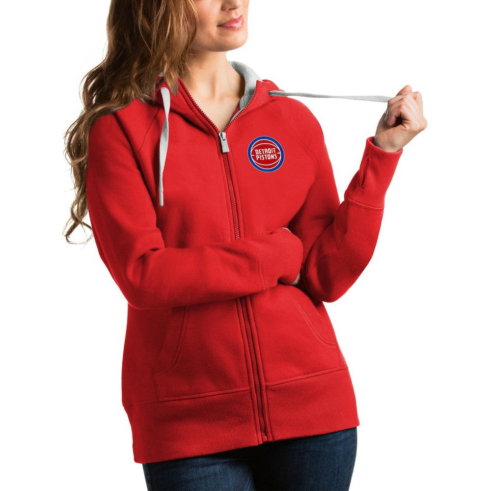 Detroit Pistons Antigua Women's Victory Full-Zip Hoodie Red