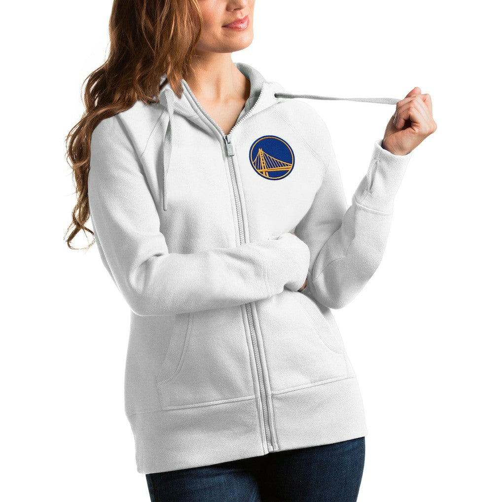 Golden State Warriors Antigua Women's Victory Full-Zip Hoodie White