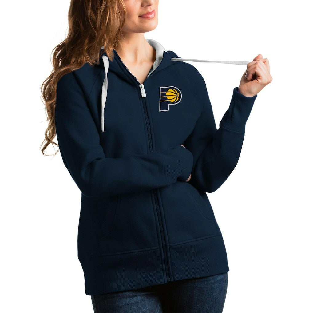 Indiana Pacers Antigua Women's Victory Full-Zip Hoodie Navy