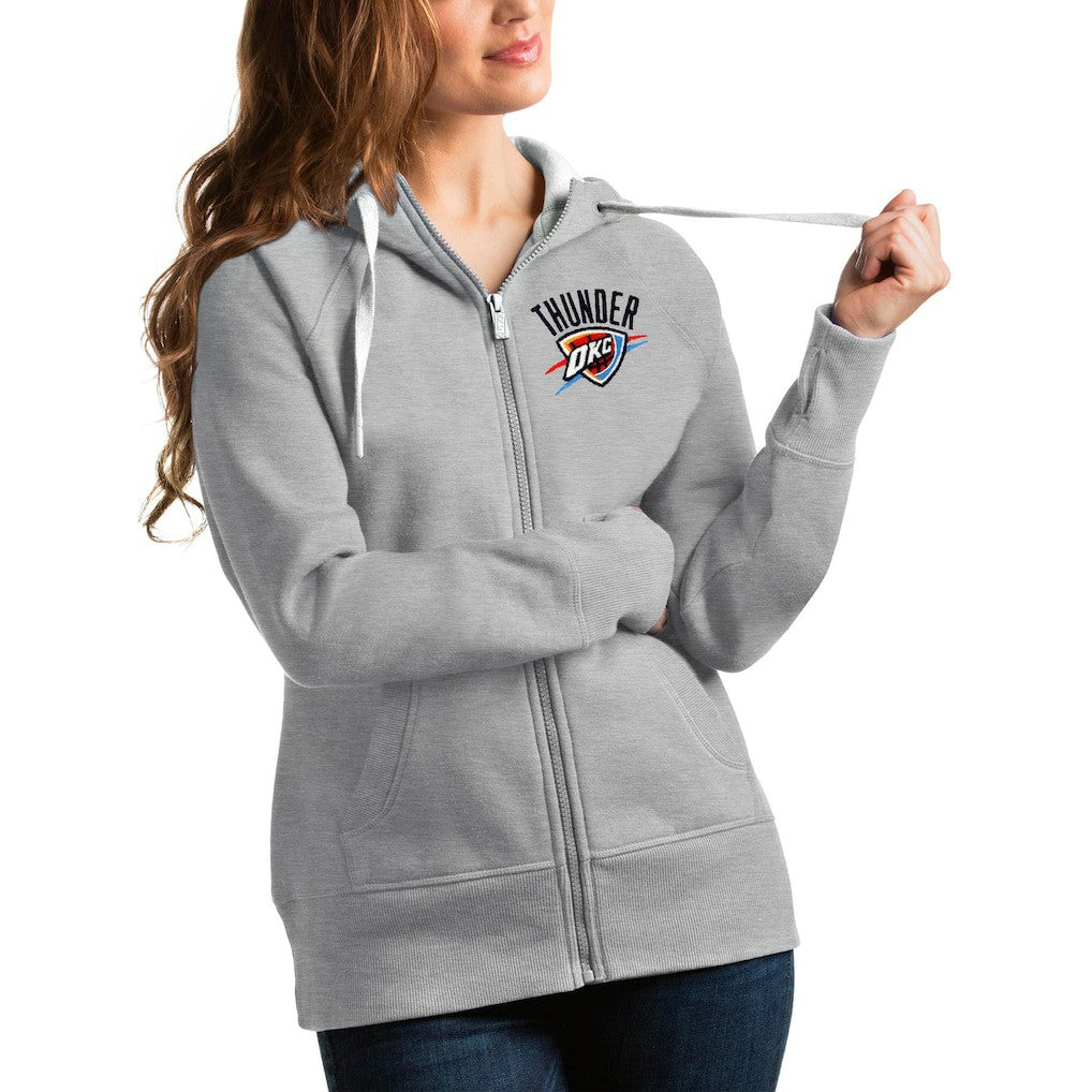 Oklahoma City Thunder Antigua Women's Victory Full-Zip Hoodie Heathered Gray