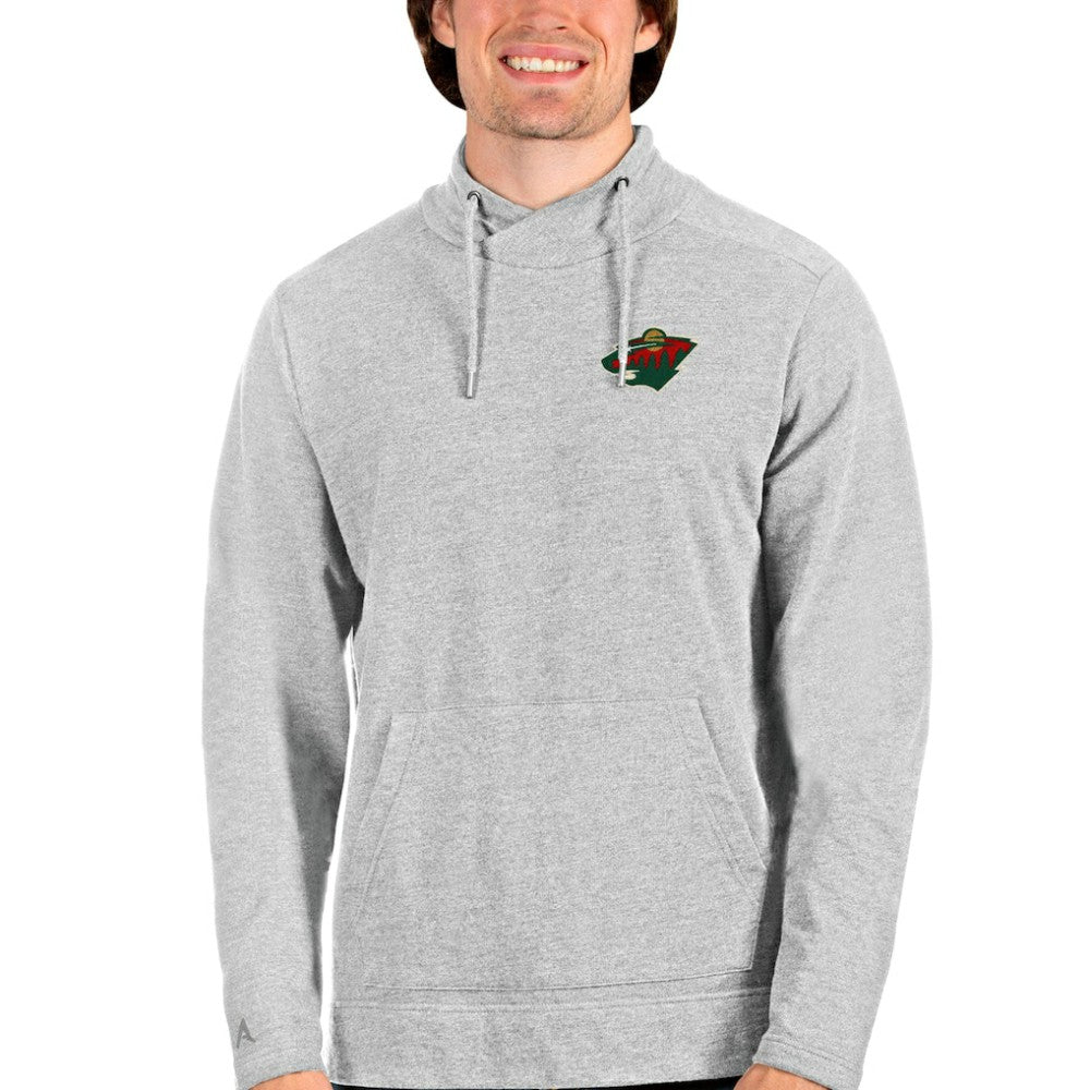 NHL Minnesota Wild Antigua Team Reward Crossover Neckline Pullover Sweatshirt - Heathered Gray