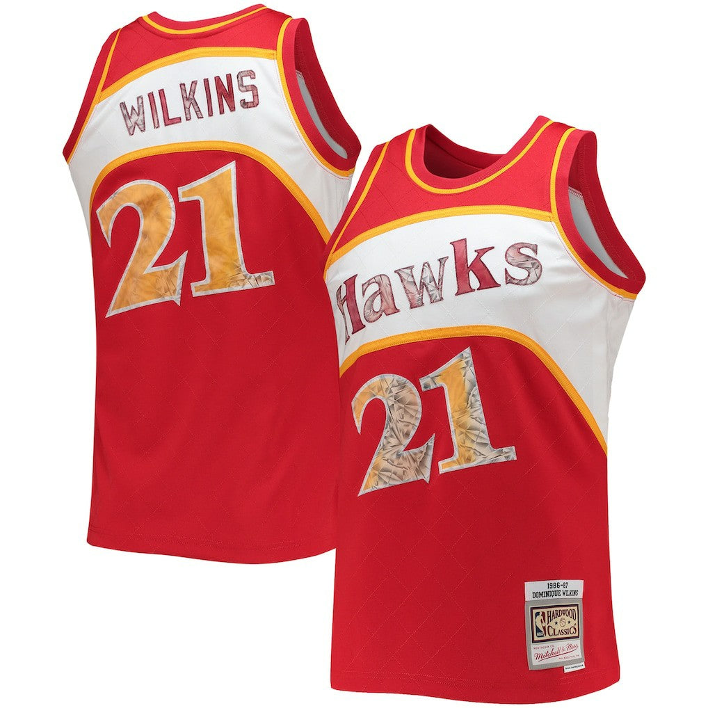 Dominique Wilkins Atlanta Hawks 1986/87 Hardwood Classics NBA 75th Anniversary Diamond Swingman Jersey Red