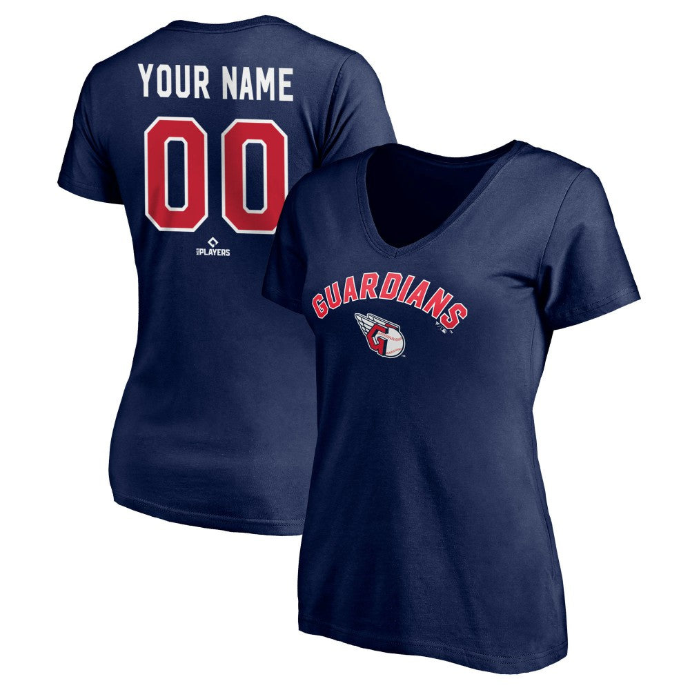Cleveland Guardians Women's Personalized Winning Streak V-Neck T-Shirt - Navy T-shirts