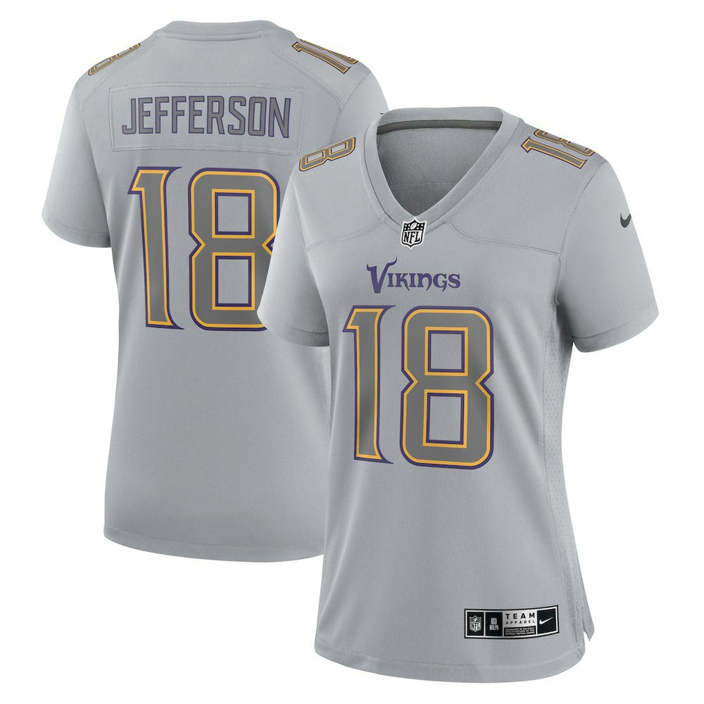 NFL Justin Jefferson Minnesota Vikings Women's Atmosphere Fashion Game Jersey - Gray