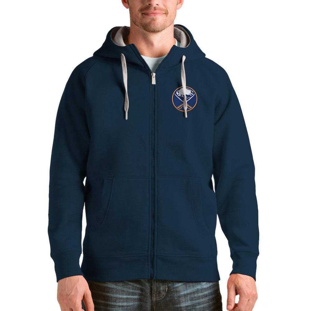 NHL Buffalo Sabres Antigua Logo Victory Full-Zip Hoodie - Navy