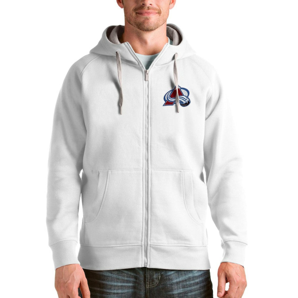 NHL Colorado Avalanche Antigua Logo Victory Full-Zip Hoodie - White