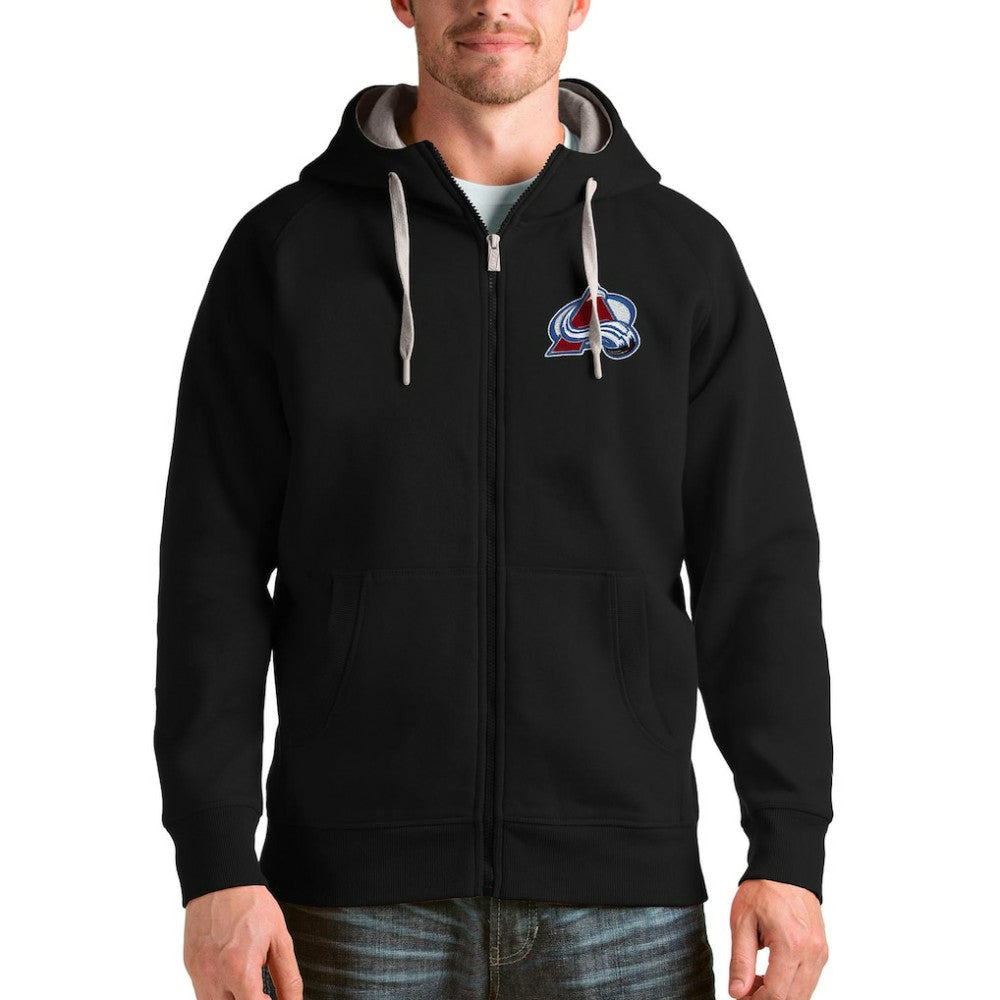NHL Colorado Avalanche Antigua Logo Victory Full-Zip Hoodie - Black