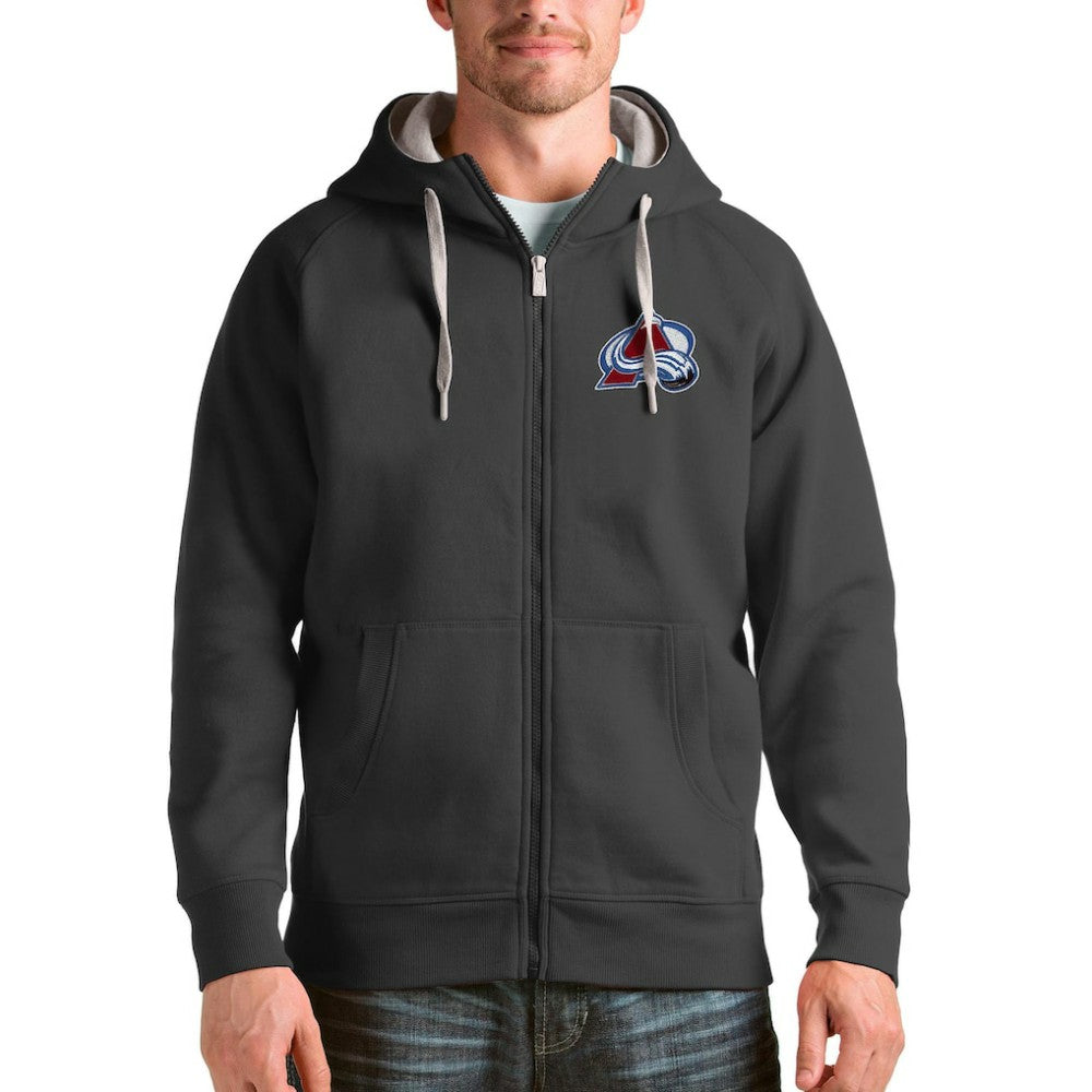 NHL Colorado Avalanche Antigua Logo Victory Full-Zip Hoodie - Charcoal