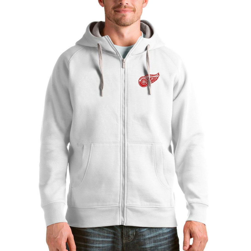 NHL Detroit Red Wings Antigua Logo Victory Full-Zip Hoodie - White