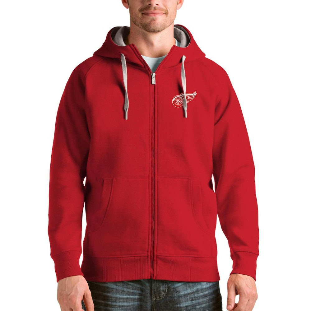 NHL Detroit Red Wings Antigua Logo Victory Full-Zip Hoodie - Red