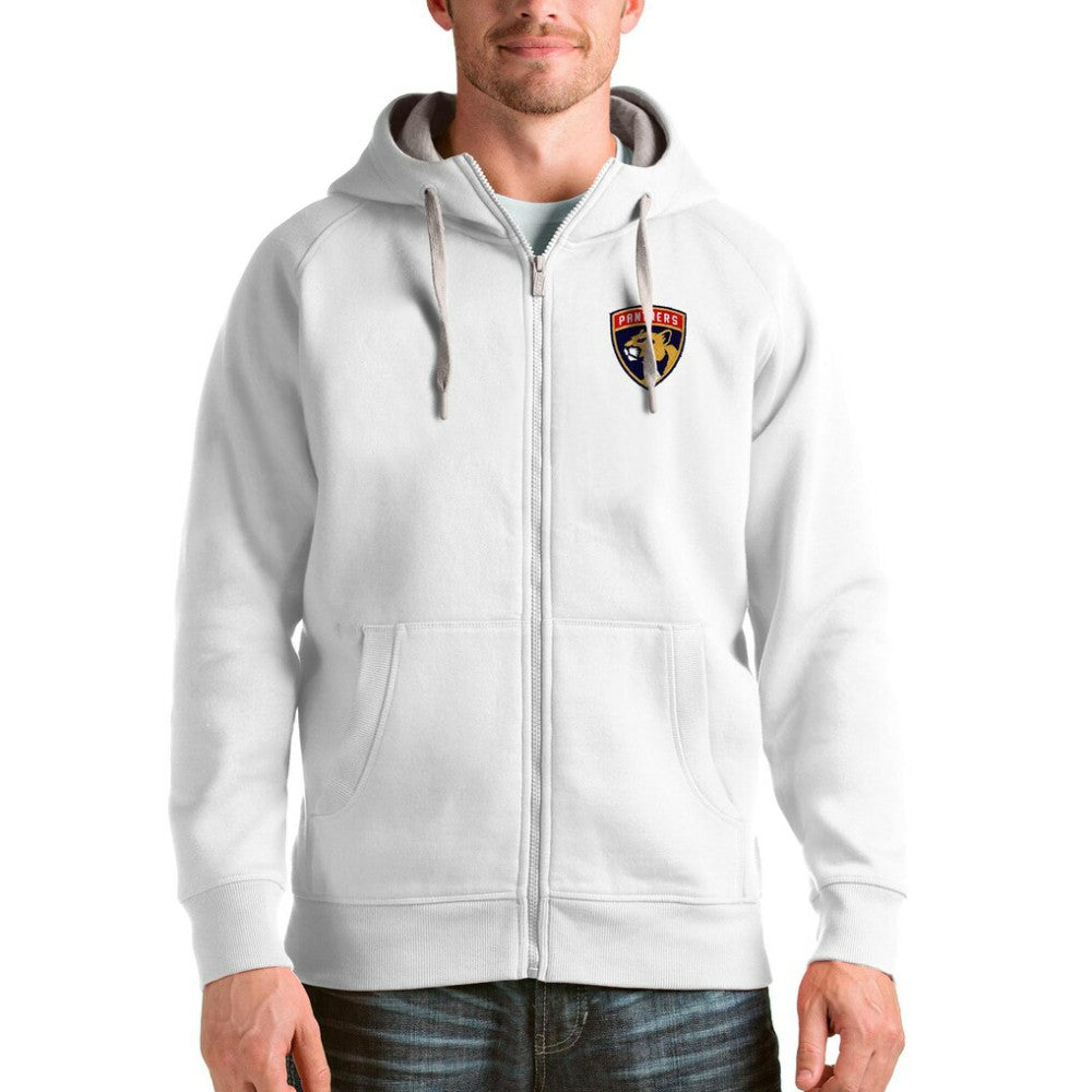 NHL Florida Panthers Antigua Logo Victory Full-Zip Hoodie - White