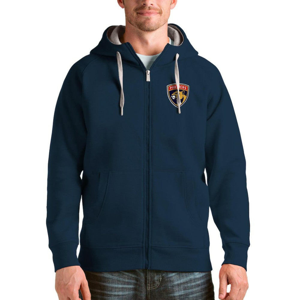 NHL Florida Panthers Antigua Logo Victory Full-Zip Hoodie - Navy