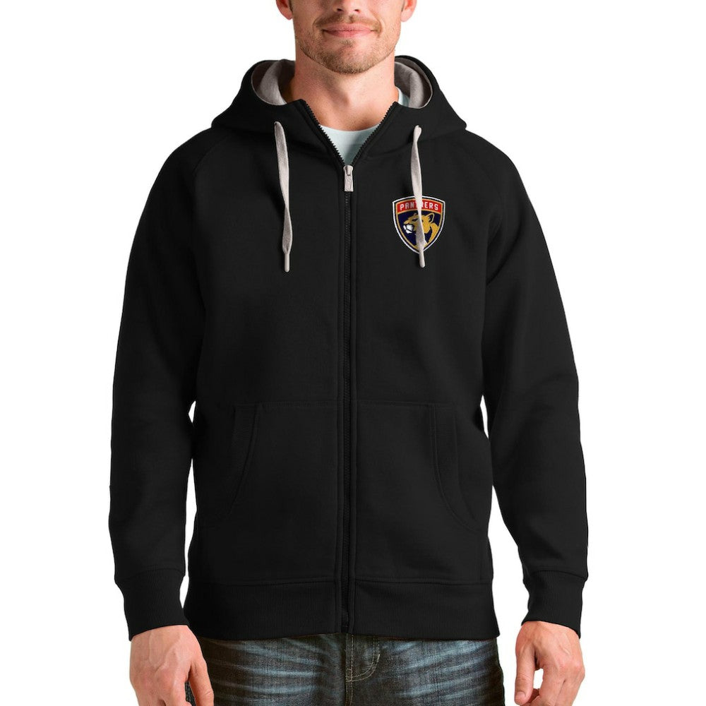 NHL Florida Panthers Antigua Logo Victory Full-Zip Hoodie - Black