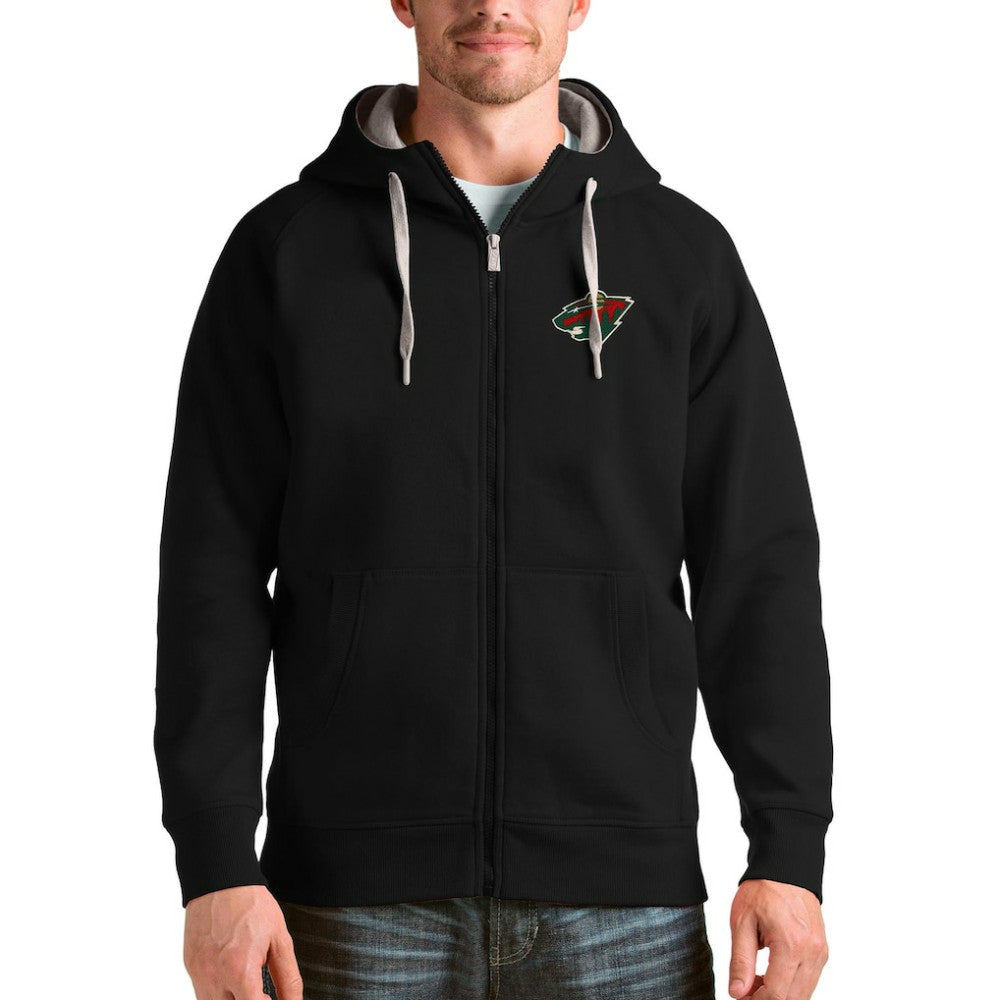 NHL Minnesota Wild Antigua Logo Victory Full-Zip Hoodie - Black