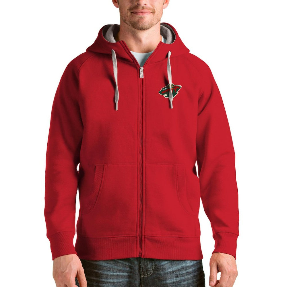 NHL Minnesota Wild Antigua Logo Victory Full-Zip Hoodie - Red