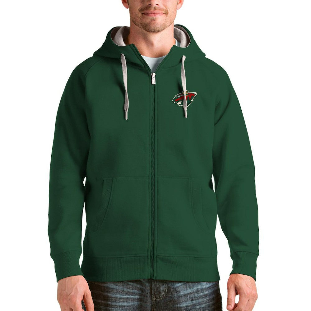 NHL Minnesota Wild Antigua Logo Victory Full-Zip Hoodie - Green