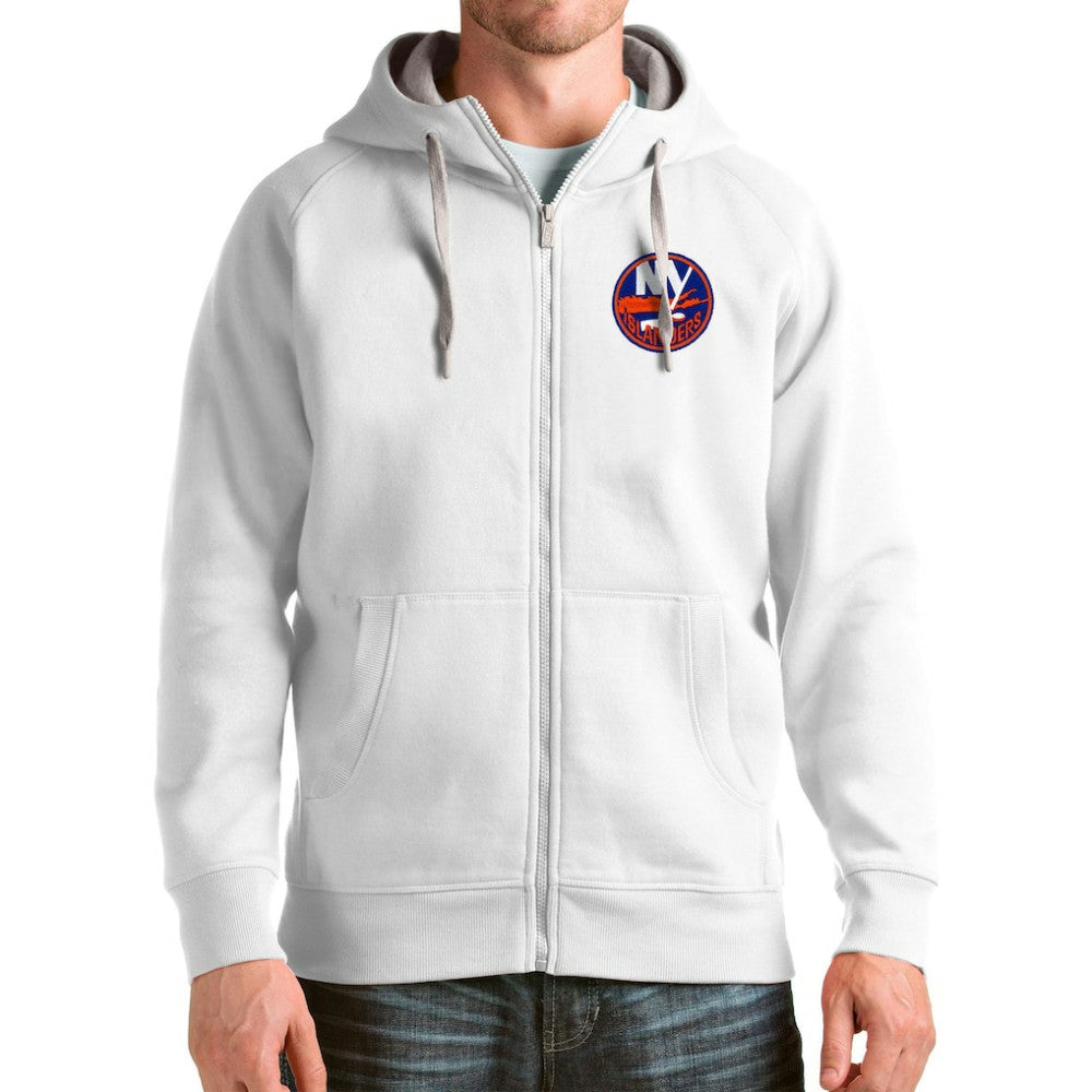 NHL New York Islanders Antigua Logo Victory Full-Zip Hoodie - White