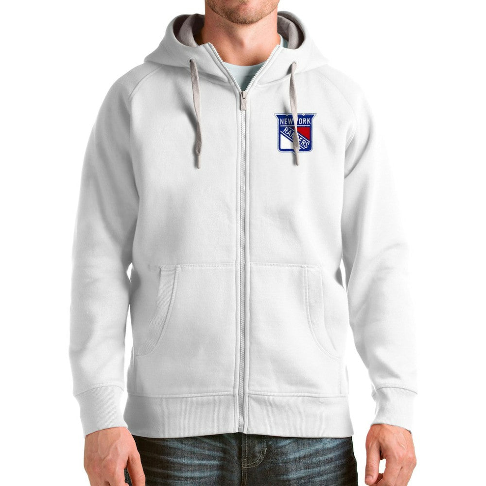 NHL New York Rangers Antigua Logo Victory Full-Zip Hoodie - White