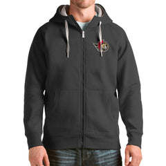 NHL Ottawa Senators Antigua Logo Victory Full-Zip Hoodie - Charcoal