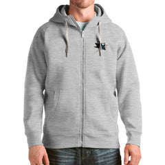 NHL San Jose Sharks Antigua Logo Victory Full-Zip Hoodie - Heathered Gray