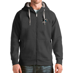 NHL San Jose Sharks Antigua Logo Victory Full-Zip Hoodie - Charcoal