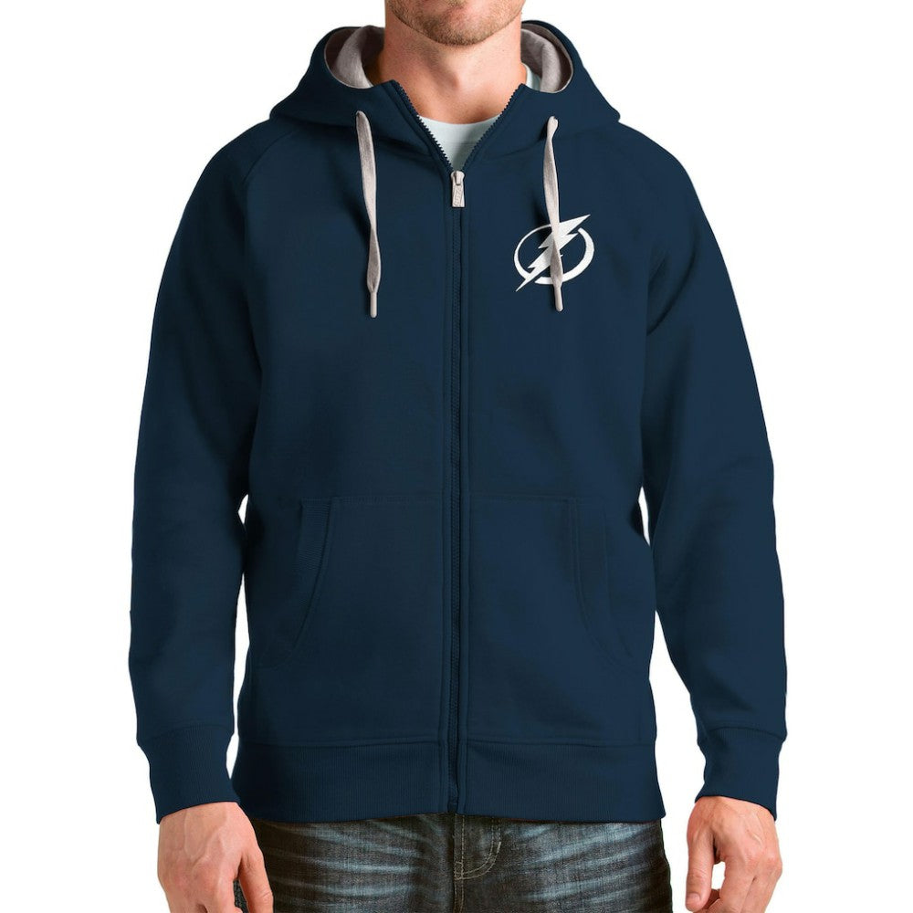 NHL Tampa Bay Lightning Antigua Logo Victory Full-Zip Hoodie - Navy