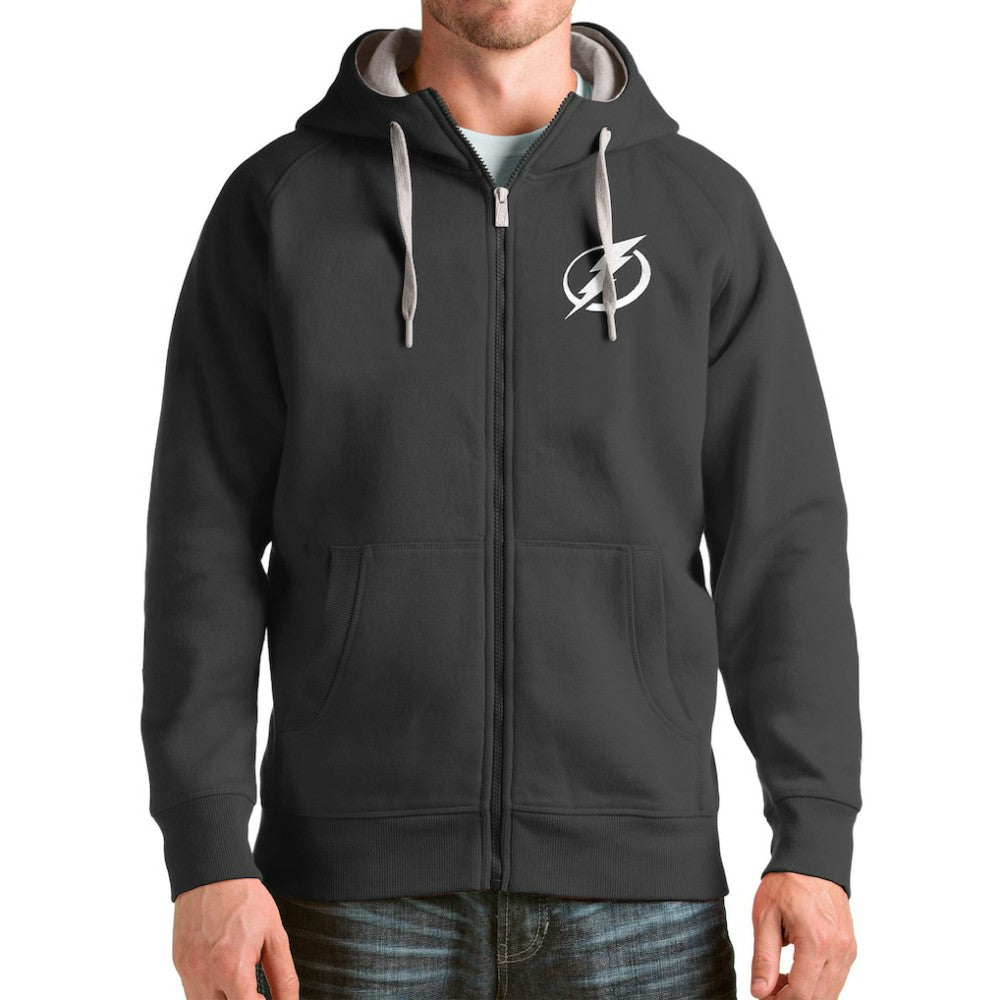 NHL Tampa Bay Lightning Antigua Logo Victory Full-Zip Hoodie - Charcoal