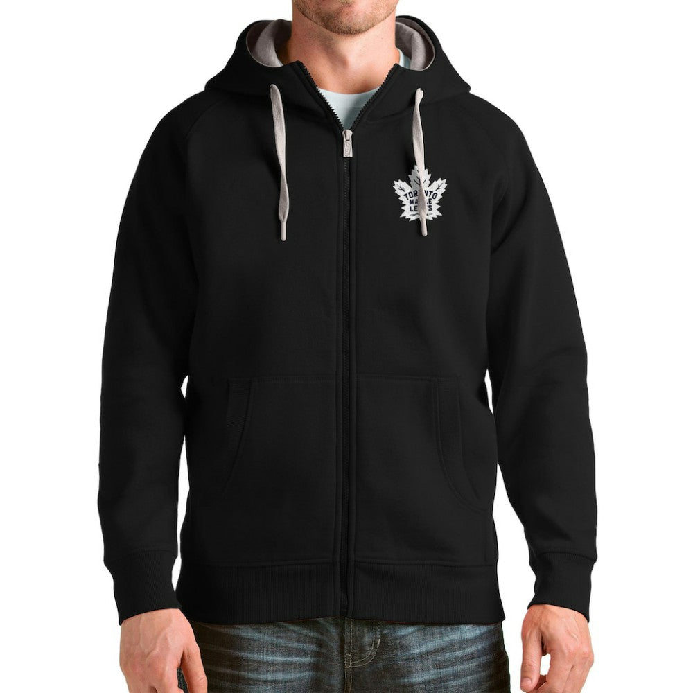NHL Toronto Maple Leafs Antigua Logo Victory Full-Zip Hoodie - Black