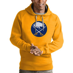 NHL Buffalo Sabres Antigua Logo Victory Pullover Hoodie - Gold
