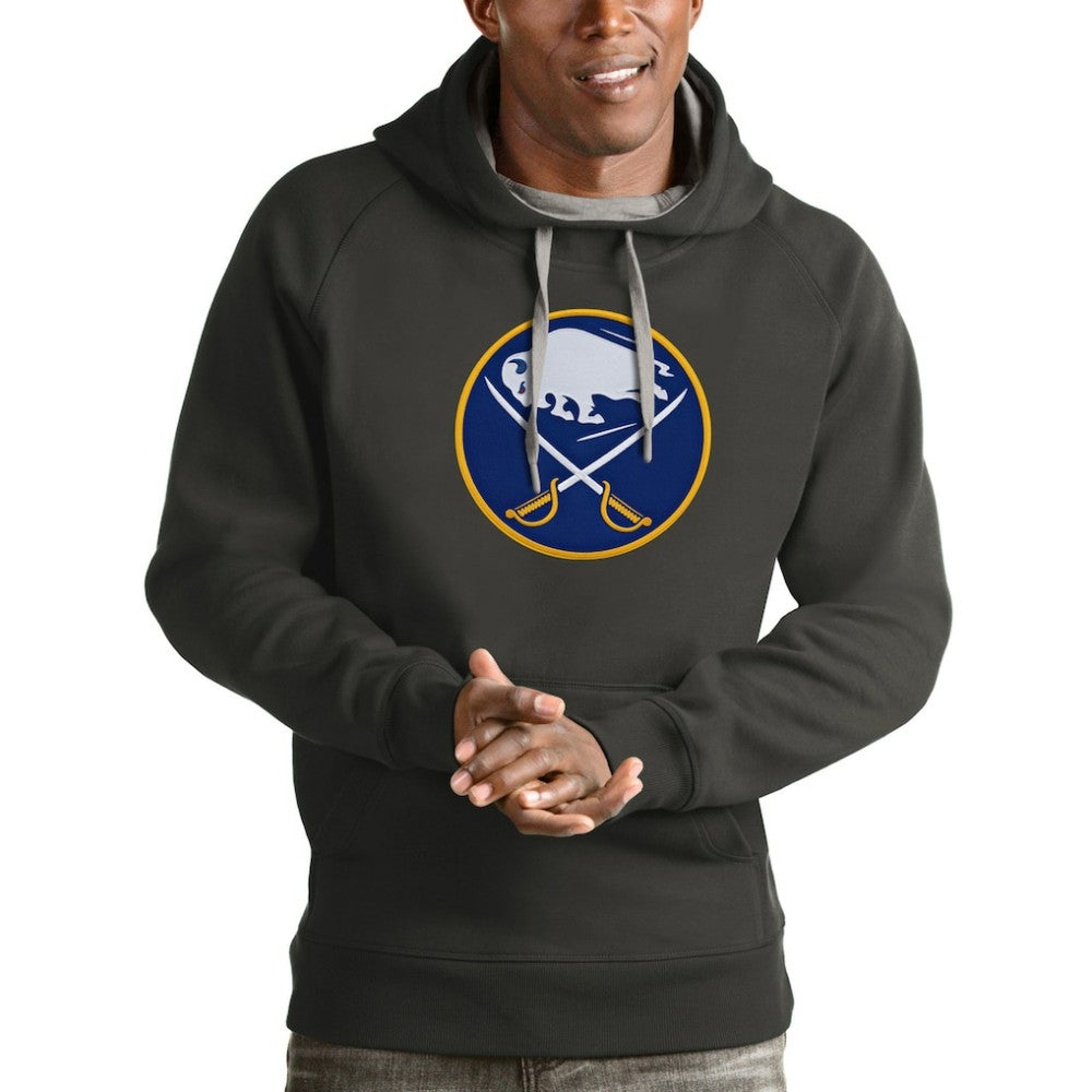 NHL Buffalo Sabres Antigua Logo Victory Pullover Hoodie - Charcoal