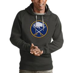 NHL Buffalo Sabres Antigua Logo Victory Pullover Hoodie - Charcoal