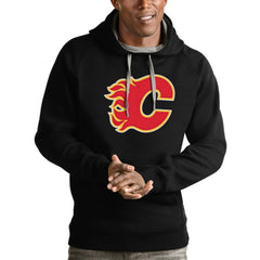 NHL Calgary Flames Antigua Logo Victory Pullover Hoodie - Black