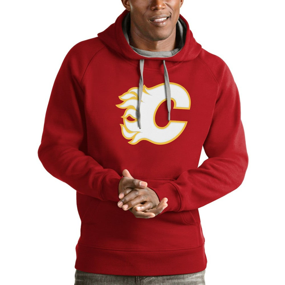 NHL Calgary Flames Antigua Logo Victory Pullover Hoodie - Red