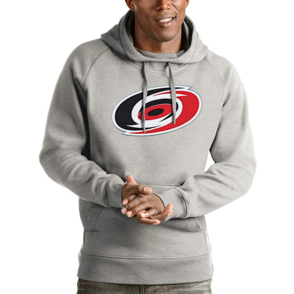NHL Carolina Hurricanes Antigua Logo Victory Pullover Hoodie - Heathered Gray