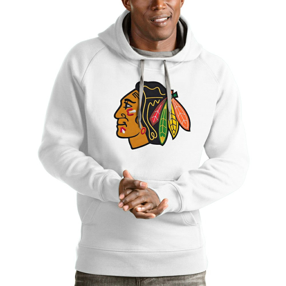 NHL Chicago Blackhawks Antigua Logo Victory Pullover Hoodie - White