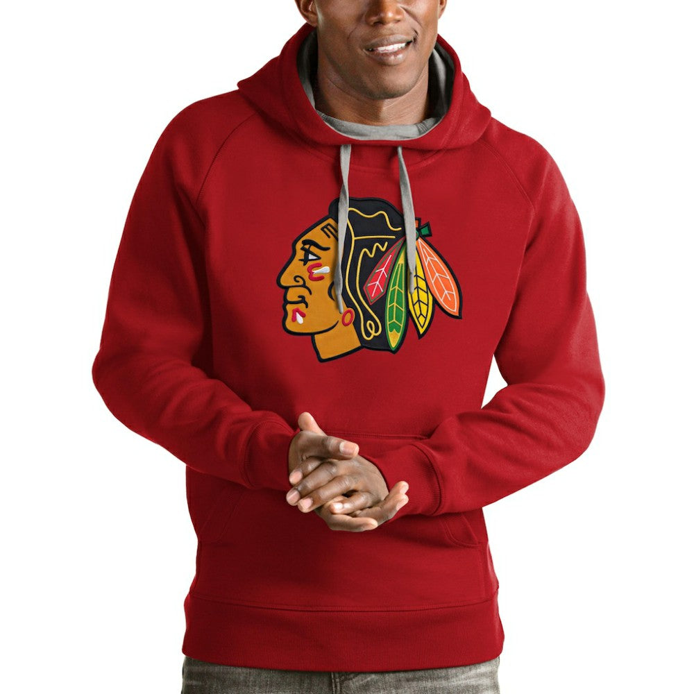 NHL Chicago Blackhawks Antigua Logo Victory Pullover Hoodie - Red