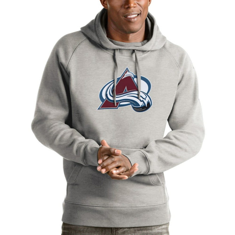 NHL Colorado Avalanche Antigua Logo Victory Pullover Hoodie - Heathered Gray