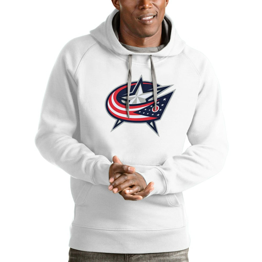 NHL Columbus Blue Jackets Antigua Logo Victory Pullover Hoodie - White