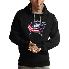 NHL Columbus Blue Jackets Antigua Logo Victory Pullover Hoodie - Black